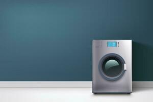 wash machine at blue wall vector