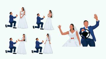 wedding couple set 4 vector