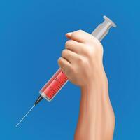 syringe in hand vector