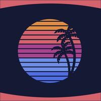Palm Tree Sun Sunset Lofi Logo photo