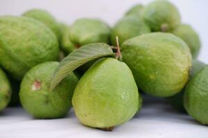 Close up of fresh guava fruit in the market, Thailand. photo