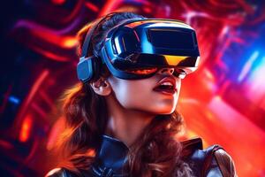 Stylized Portrait of a Woman Wearing a VR Headset photo