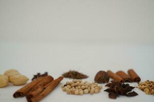 spices and herbs on a white background photo