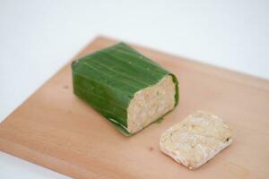 Preparing a vegan dish with tempeh photo