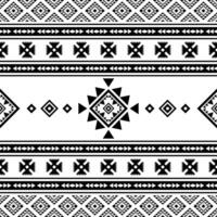 Native American tribal decoration vector illustration. Seamless ethnic pattern with geometric abstract. Navajo and Aztec pattern design for textile template and ornament. Black and white colors.