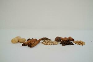 spices and herbs on a white background photo