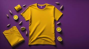 T-shirts mockup with text space on colrful background HD Ai photo