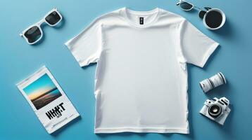 T-shirts mockup with text space on colrful background HD Ai photo