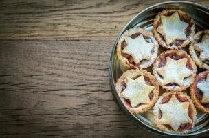 Box with mince pie top view photo