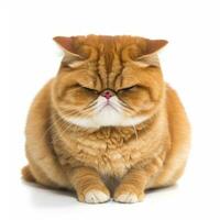 un naranja atigrado gato sentado abajo con sus ojos cerrado generativo ai foto