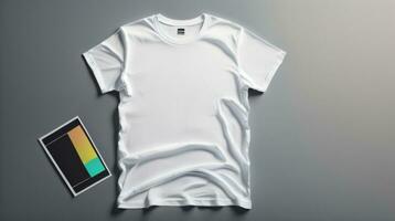 T-shirts mockup with text space on colrful background HD Ai photo