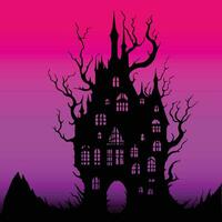 Fantasy House Vector , Scary House at sunset night vector, Fantasy Castle