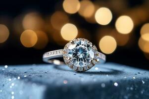 Shot of luxury diamond gemstone ring photo