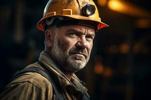 Portrait of a mining engineer at the mine photo