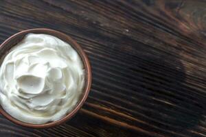 Bowl of Greek yogurt photo