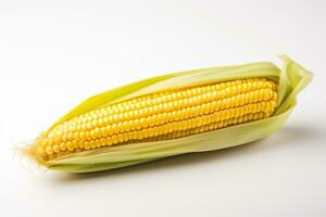 Image of peeled corn on plain backgroun photo