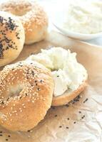 Bagel with cream cheese photo