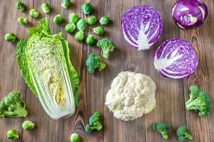 Assortment of different Cruciferous vegetables photo