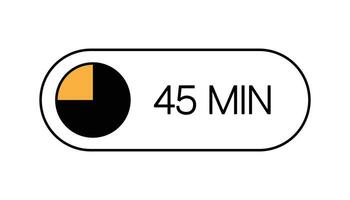 45 Minutes Timer Icon, Modern Minimal Design. Isolated Vector