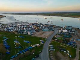 Felixstowe Ferry and boat yards aerial view photo