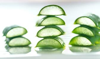 Fresh leaves of Aloe Vera on the white background photo