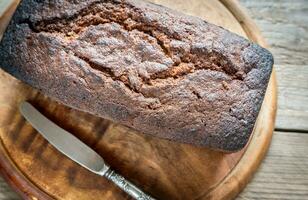 Loaf of banana-chocolate bread photo