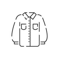 Warm Winter or autumn clothes line icon. Jacket outerwear vector. Denim jacket outerwear female or man sign. vector