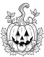 Coloring page Halloween pumpkin. Coloring activity for kids. Black and white outline on white background. photo