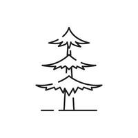 Tree line icon. Naturally beautiful symbol, wooden trunk and outline branches for map. Tree vector outline art illustration isolated on white background.