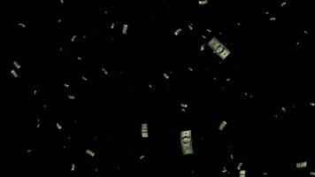 argent dans mouvement, 100 dollar factures en volant animation avec alpha canal video