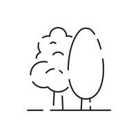 Tree line icon. Naturally beautiful symbol, wooden trunk and outline branches for map. Tree vector outline art illustration isolated on white background.