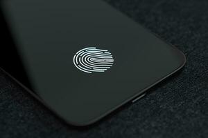 Fingerprint identification concept, technological background, 3d rendering. photo