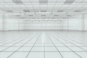 Capacious empty room with sketch drafting, business background, 3d rendering. photo