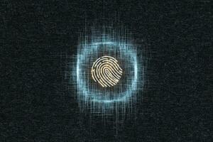 Fingerprint identification concept, technological background, 3d rendering. photo