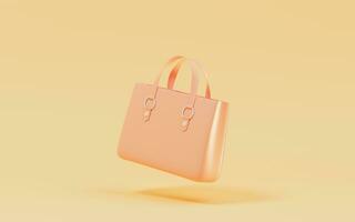 A orange woman bag with yellow background, 3d rendering. photo