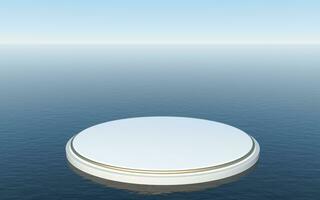 Round platform floating on the water surface, 3d rendering. photo