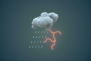 Dark clouds and lightning, weather forecast, 3d rendering. photo