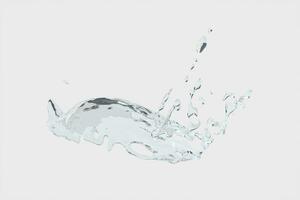 salpicaduras agua con blanco fondo, 3d representación. foto