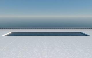 Empty ground with ocean background, 3d rendering. photo