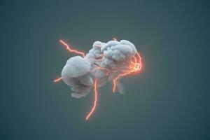 Dark clouds and lightning, weather forecast, 3d rendering. photo