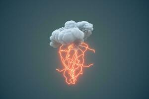 Dark clouds and lightning, weather forecast, 3d rendering. photo