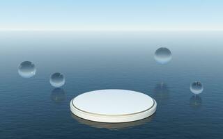 Round platform floating on the water surface, 3d rendering. photo