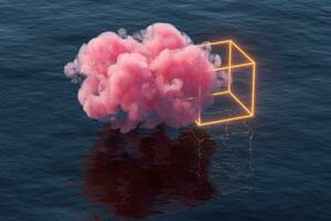 Pink cloud float over the sea, 3d rendering. photo
