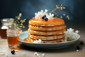 Slice of layered honey cake photo