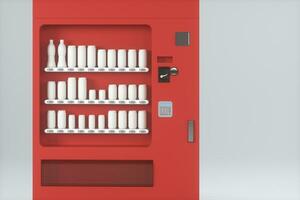 The red model of vending machine with white background, 3d rendering. photo