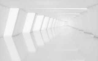 White tunnel with light from the left, 3d rendering. photo