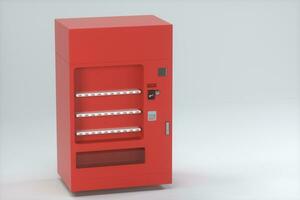 The red model of vending machine with white background, 3d rendering. photo