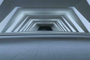 Concrete hexagonal tunnel, modern architecture, 3d rendering. photo