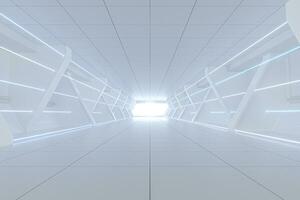 White tunnel with light in the end, 3d rendering. photo