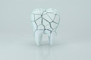 Crack tooth with white background, 3d rendering. photo